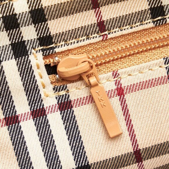 Burberry Tan Leather Nova Check Interior Shoulder Bag Tote - Picture 7 of 7